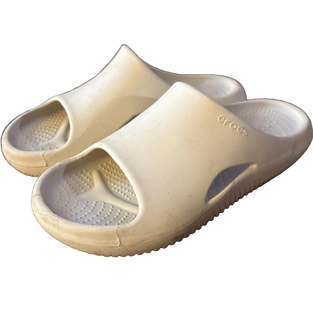 Crocs Mellow Recovery Slides Sandals Bone Cream Men's 10 Women's 12 Medium